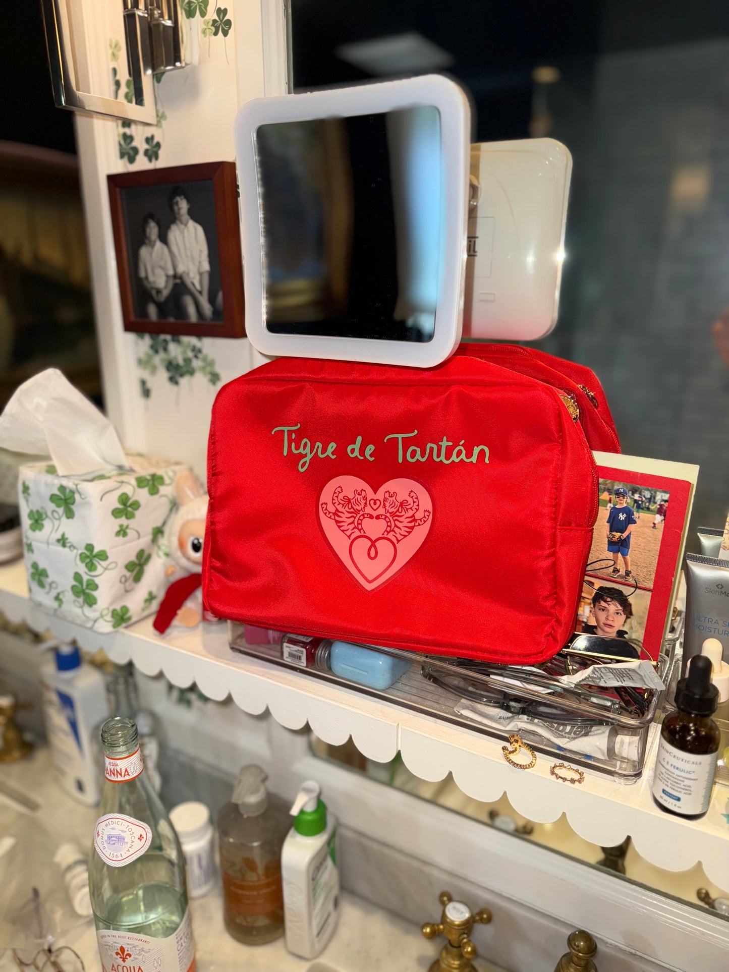 Nylon Satin Project Bag with Clear Window Front, HEART, LARGE
