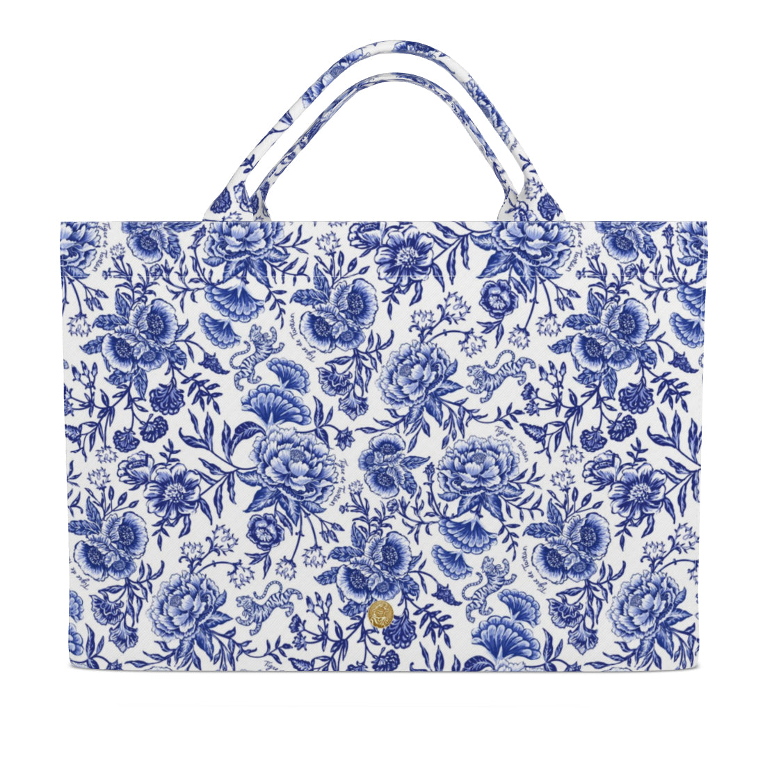 Jumbo Slouchy Denim Tote, CHINOISERIE BLEU