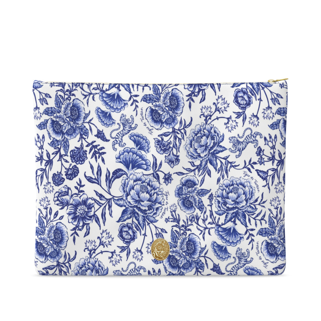 Medium Leather Pouch- CHINOISERIE BLEU