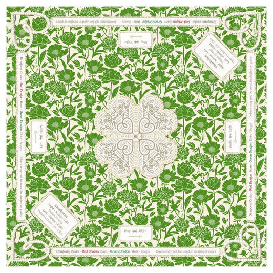 Mahjong Gaming Mat, JADE PEONIES ***RULES EDITION