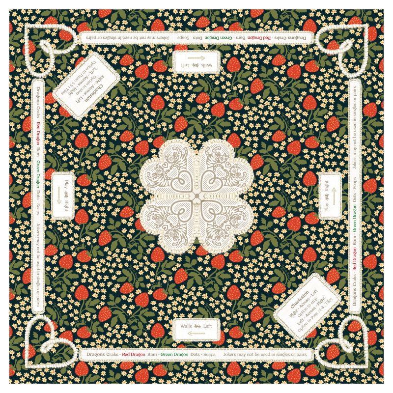 Mahjong Gaming Mat, STRAWBERRY ** RULES EDITION***