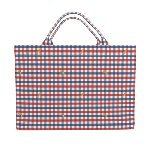 Jumbo Slouchy Denim Tote, RED WHITE & ROAR