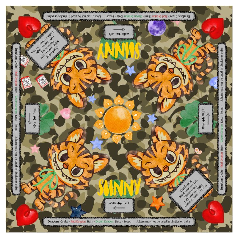 Mahjong Gaming Mat, COLLECTOR'S ITEM w/grafitti monogram