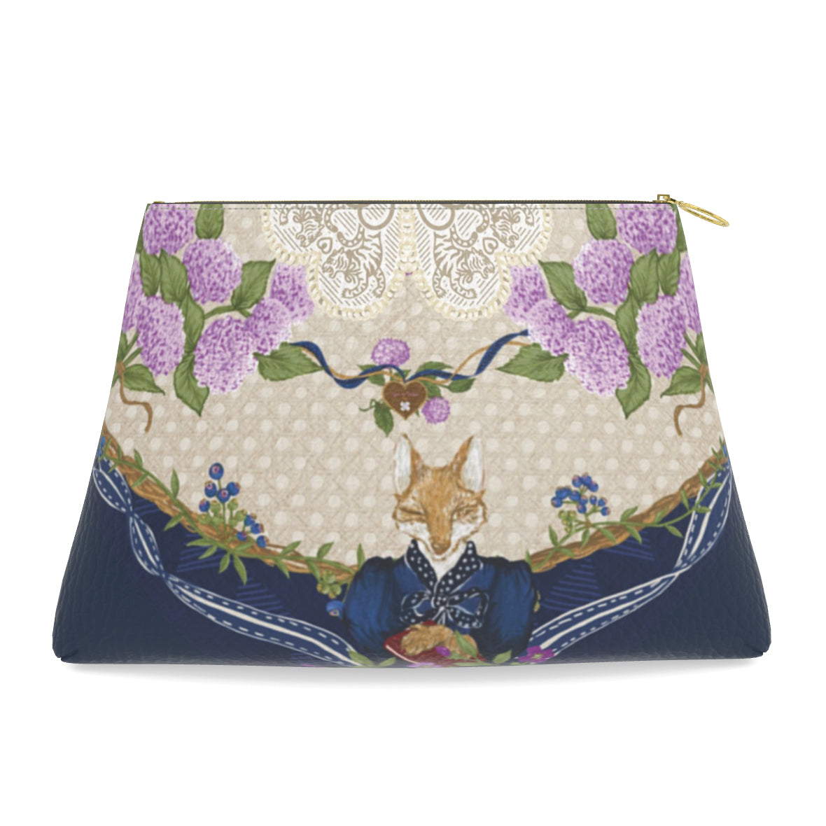 Roomy Leather Clutch- SLOANE STORY, TDT x SOUTHPARK MAHJONG MONOGRAMMED