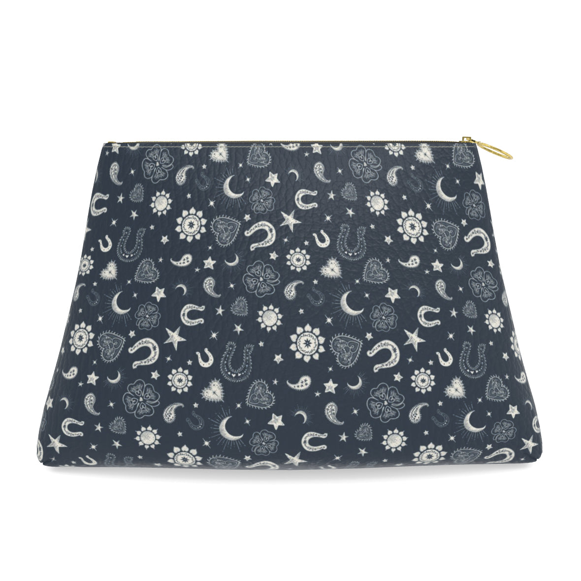 Roomy Leather Clutch- HEARTS & HORSESHOES