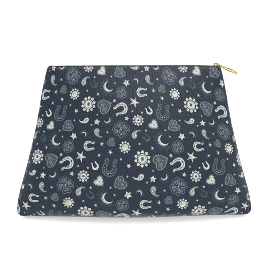 Roomy Leather Clutch- HEARTS & HORSESHOES