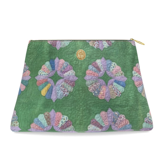 Roomy Leather Clutch – Verdant Fan (Grandmother’s Fan) Tigre de Tartán x Thrills of the Hunt