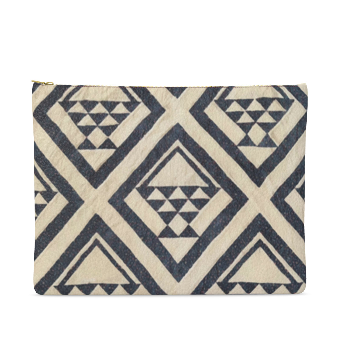Medium Leather Pouch – Blue Barn Basket (Basket Quilt) Tigre de Tartán x Thrills of the Hunt