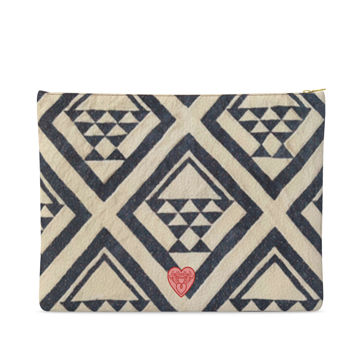 Medium Leather Pouch – Blue Barn Basket (Basket Quilt) Tigre de Tartán x Thrills of the Hunt