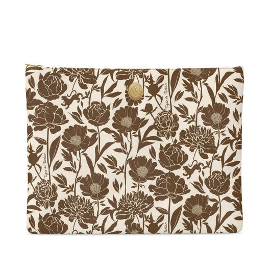 Medium Leather Pouch- COCONUT PEONY