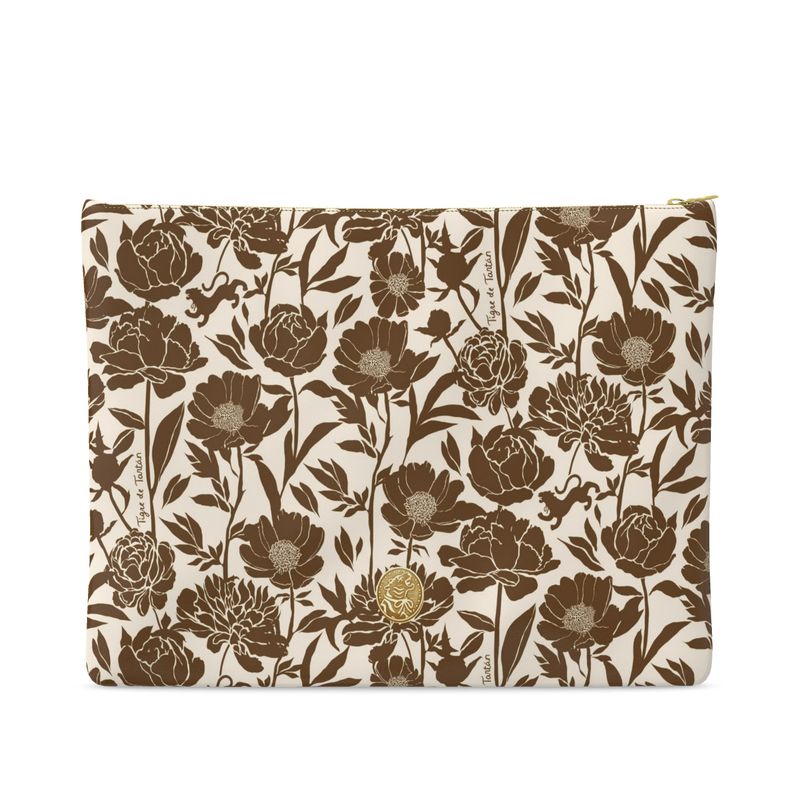 Medium Leather Pouch- COCONUT PEONY