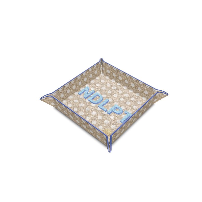 Blue Quatrefoil Bone Inlay Serving Tray Blue Quatrefoil Bone Inlay Serving Tray
