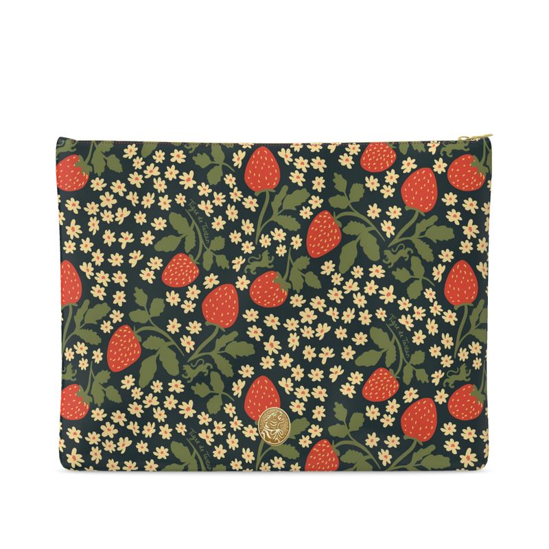 Medium Leather Pouch, STRAWBERRY