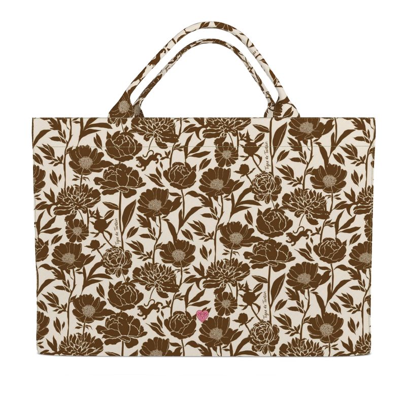 Jumbo Slouchy Denim Tote, NDLPT COCONUT PEONY