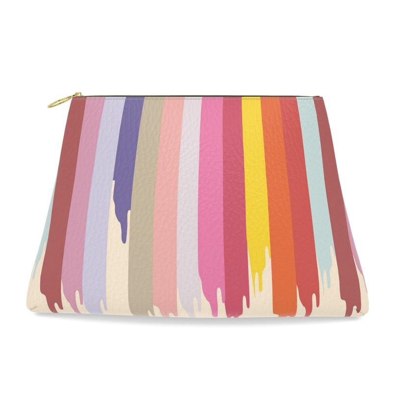 FAIT Á MAIN x TDT Roomy Leather Clutch, RAINBOW DRIP