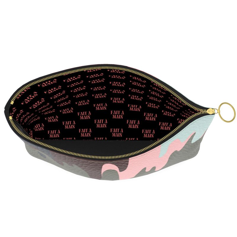 FAIT Á MAIN x TDT Roomy Leather Clutch, DRAB DRIP