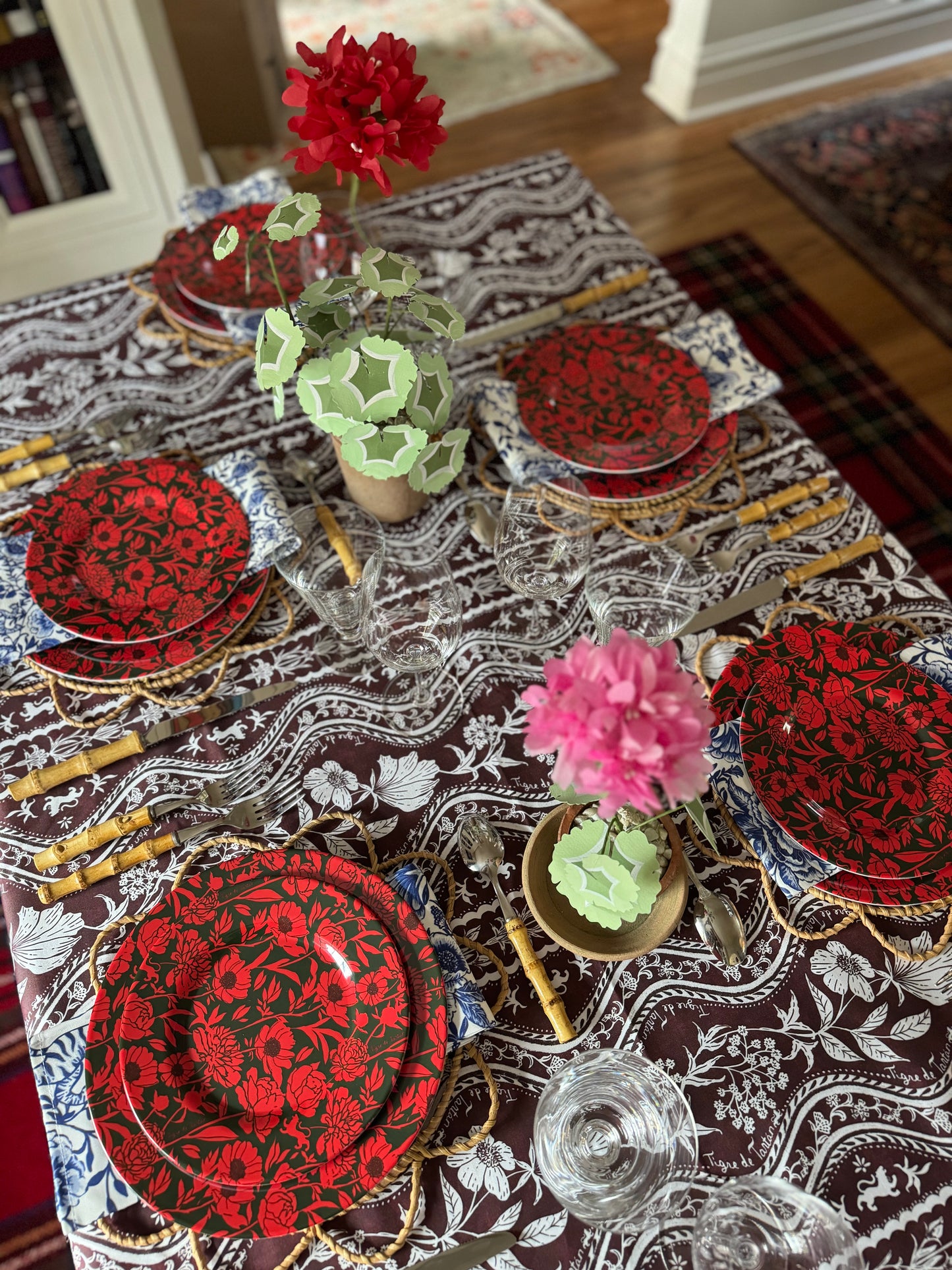 10" Melamine Dinner Plate, ITALIAN PEONY, Set of 6