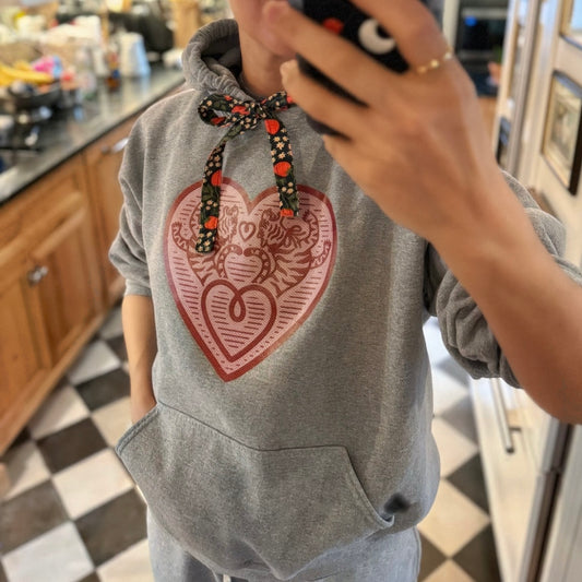 Old School PE Hoodie with Wide Patterned Drawstring