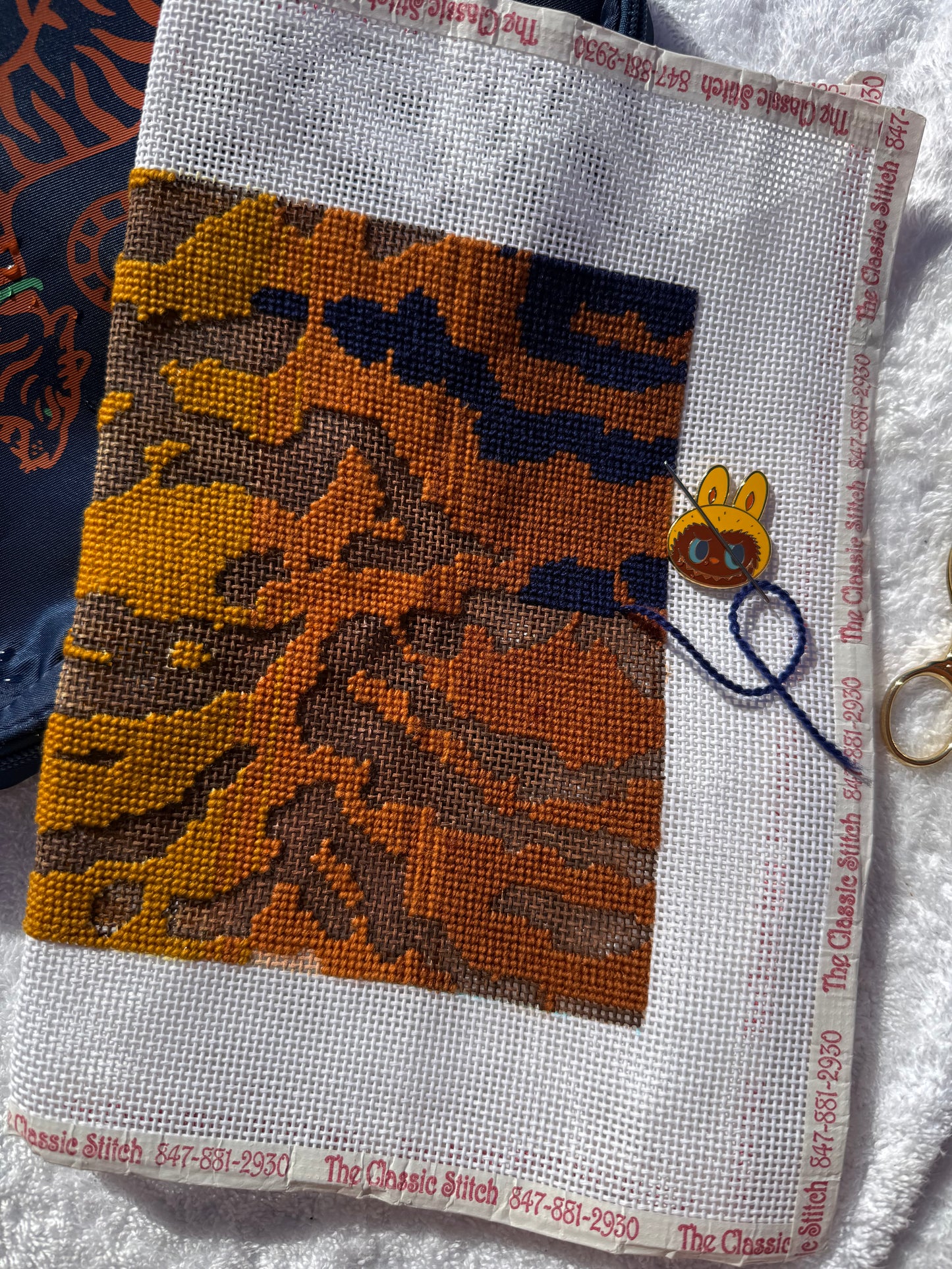 Tiger Stripe Folio Cover- Hand Painted Needlepoint Canvas