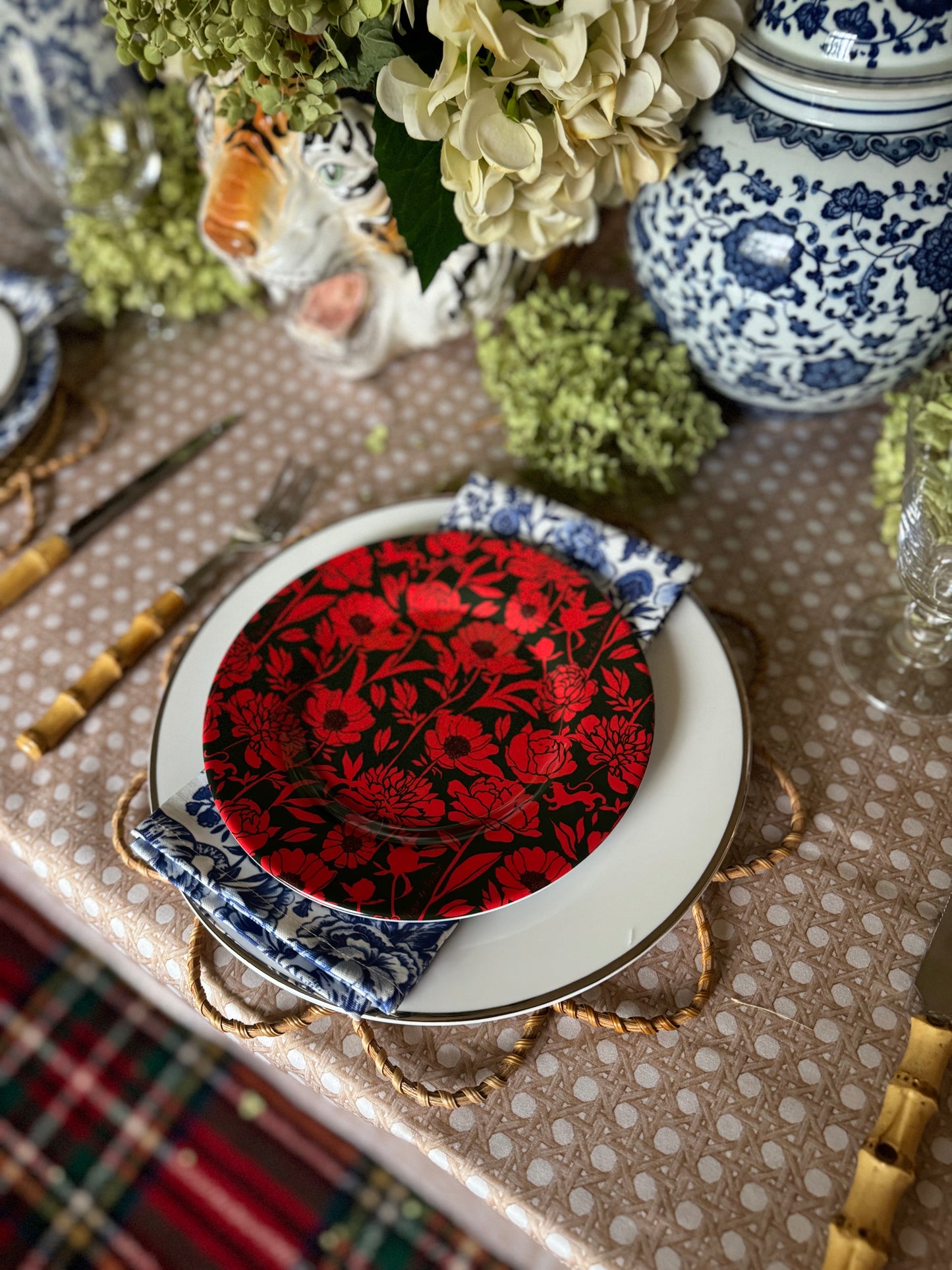 10" Melamine Dinner Plate, ITALIAN PEONY, Set of 4