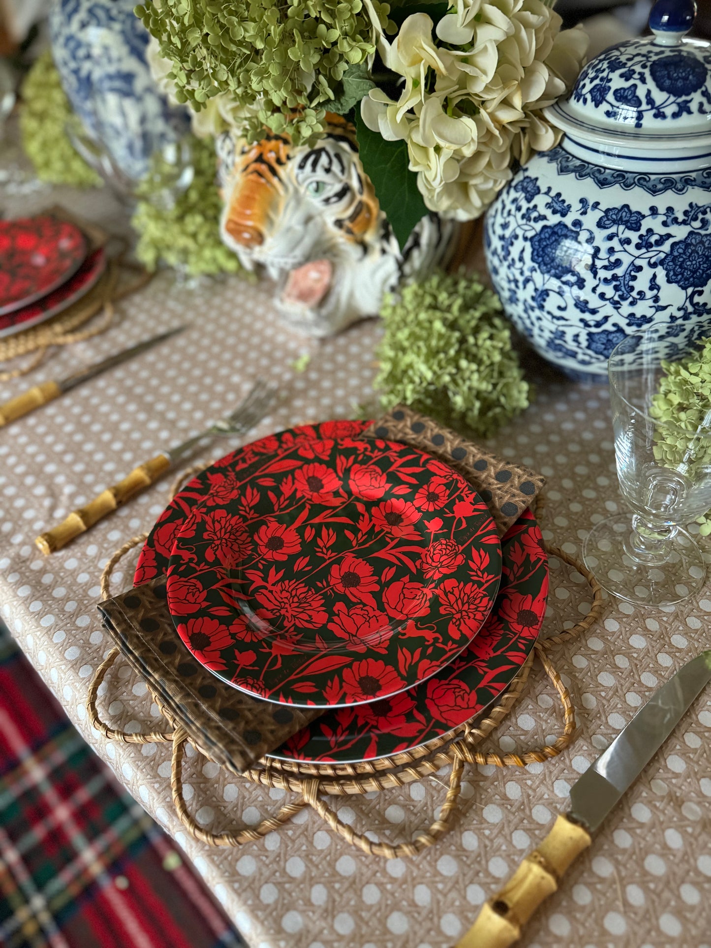 10" Melamine Dinner Plate, ITALIAN PEONY, Set of 4