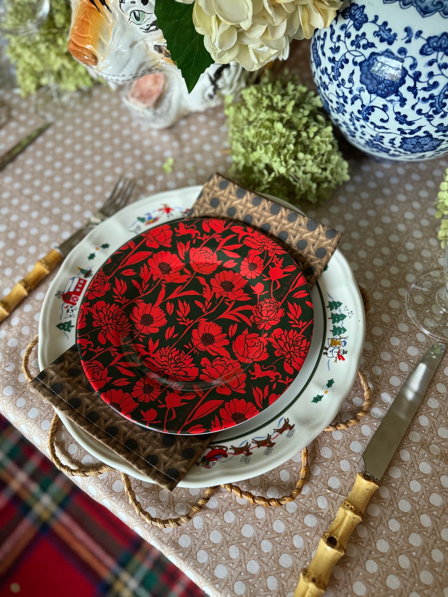 10" Melamine Dinner Plate, ITALIAN PEONY, Set of 4