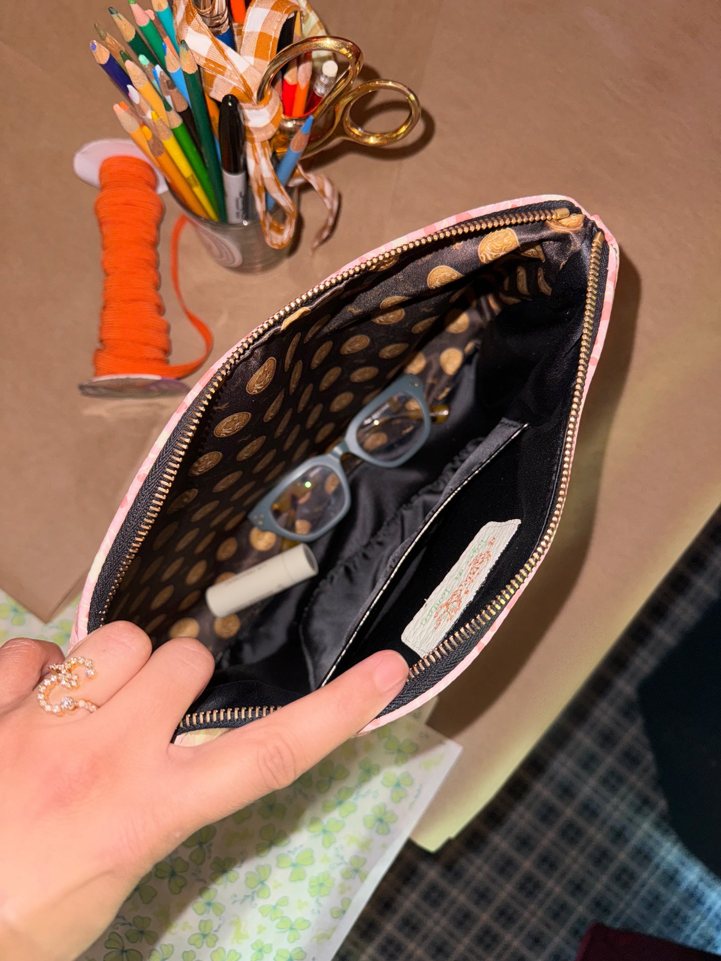 Roomy Leather Clutch, PRINTED LEOPARD FUR