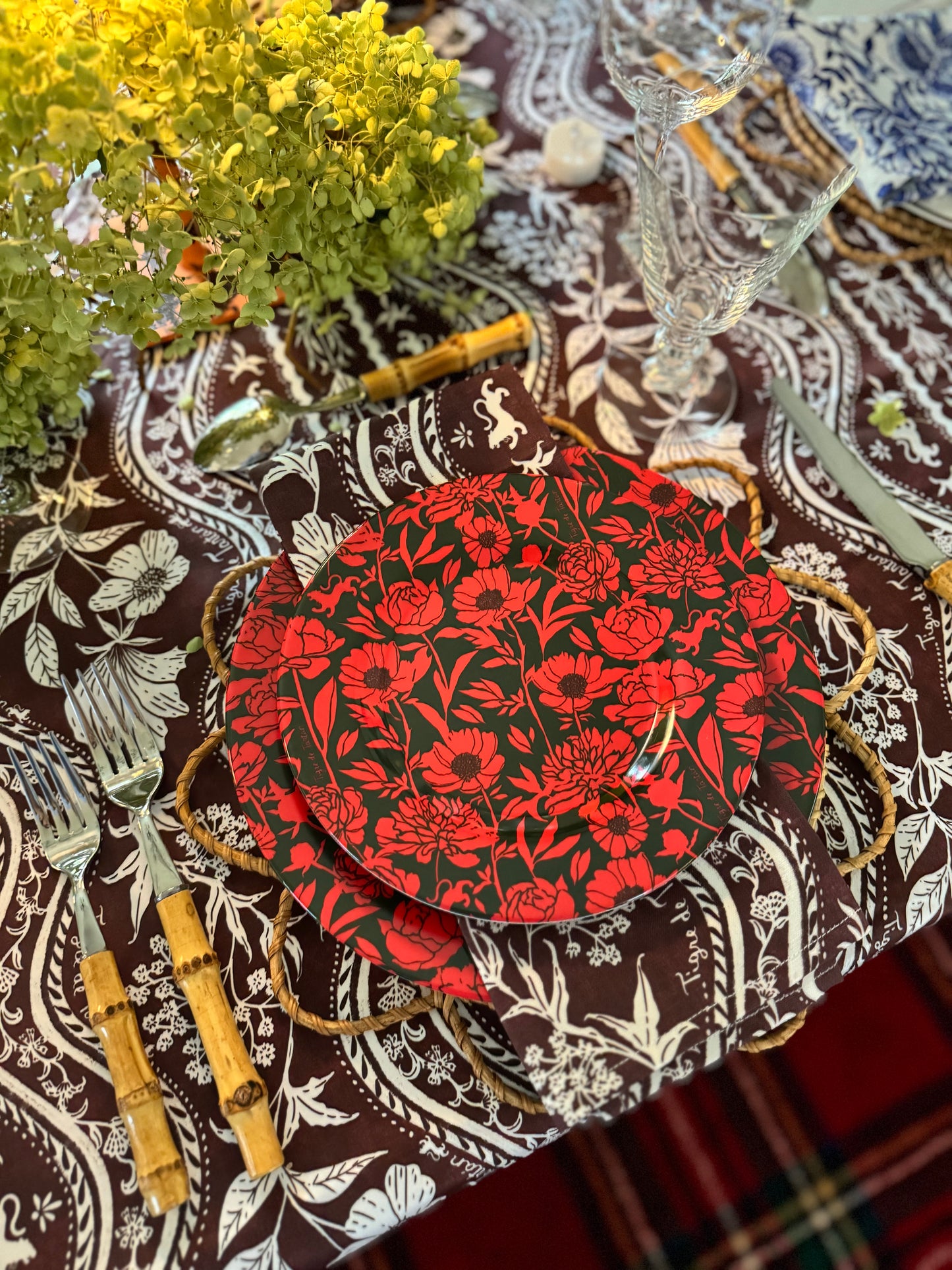 10" Melamine Dinner Plate, ITALIAN PEONY, Set of 4