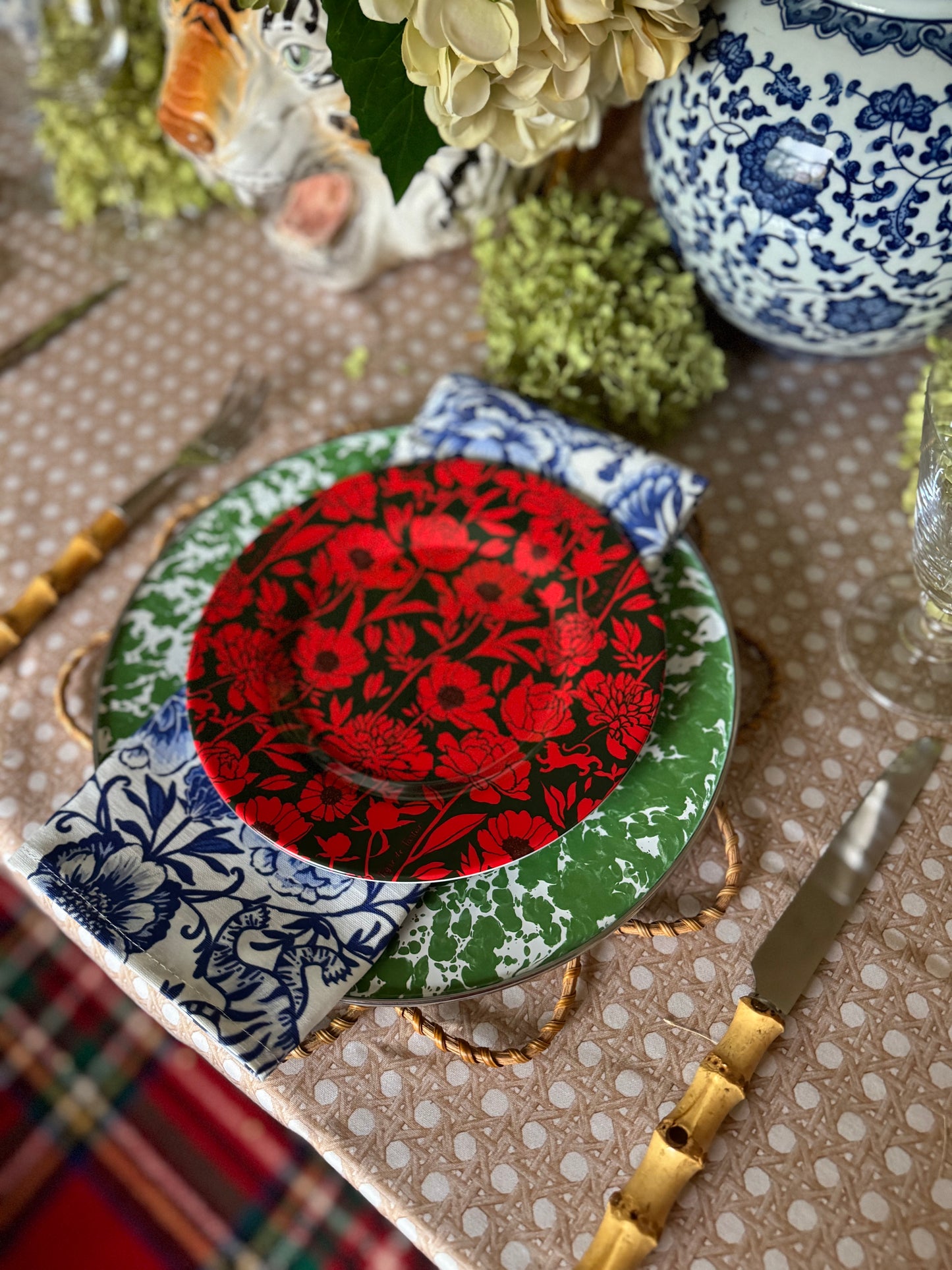 10" Melamine Dinner Plate, ITALIAN PEONY, Set of 4
