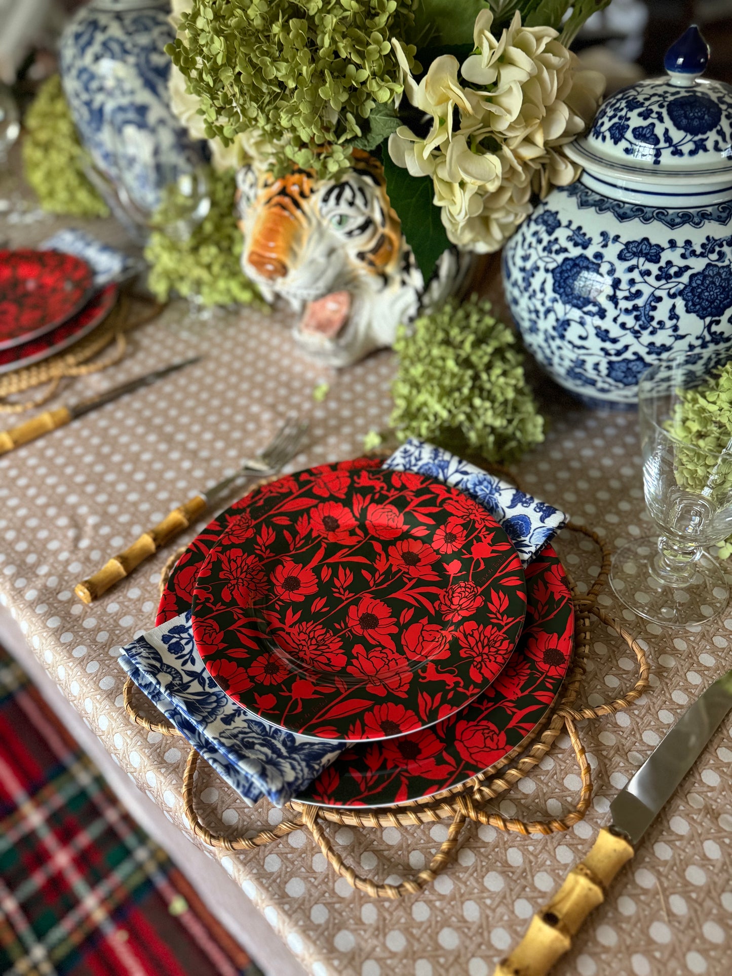 10" Melamine Dinner Plate, ITALIAN PEONY, Set of 4