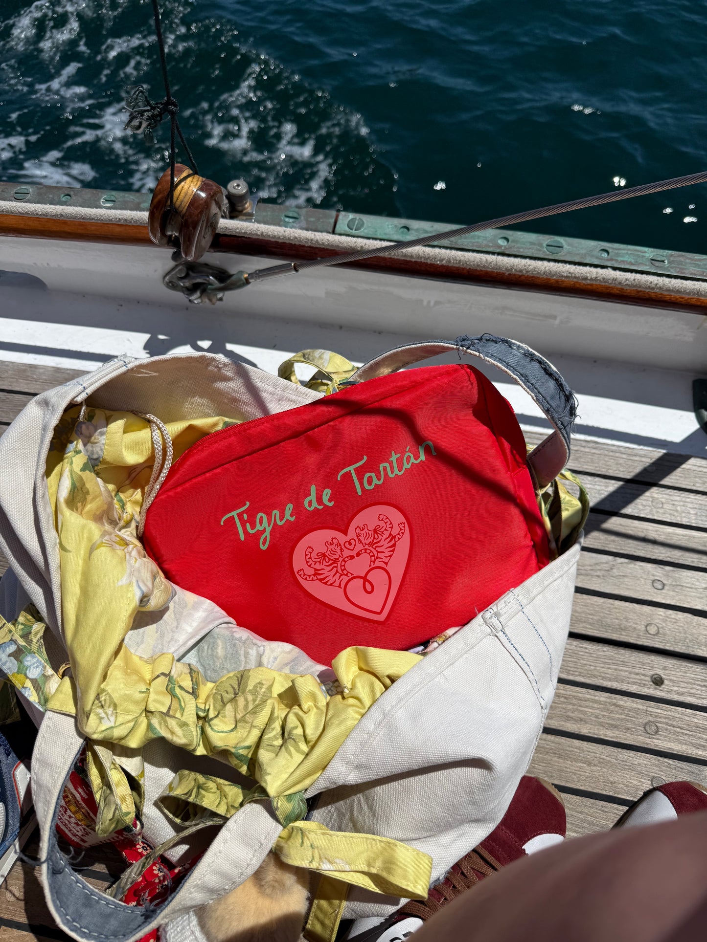 Nylon Satin Project Bag with Clear Window Front, HEART, LARGE