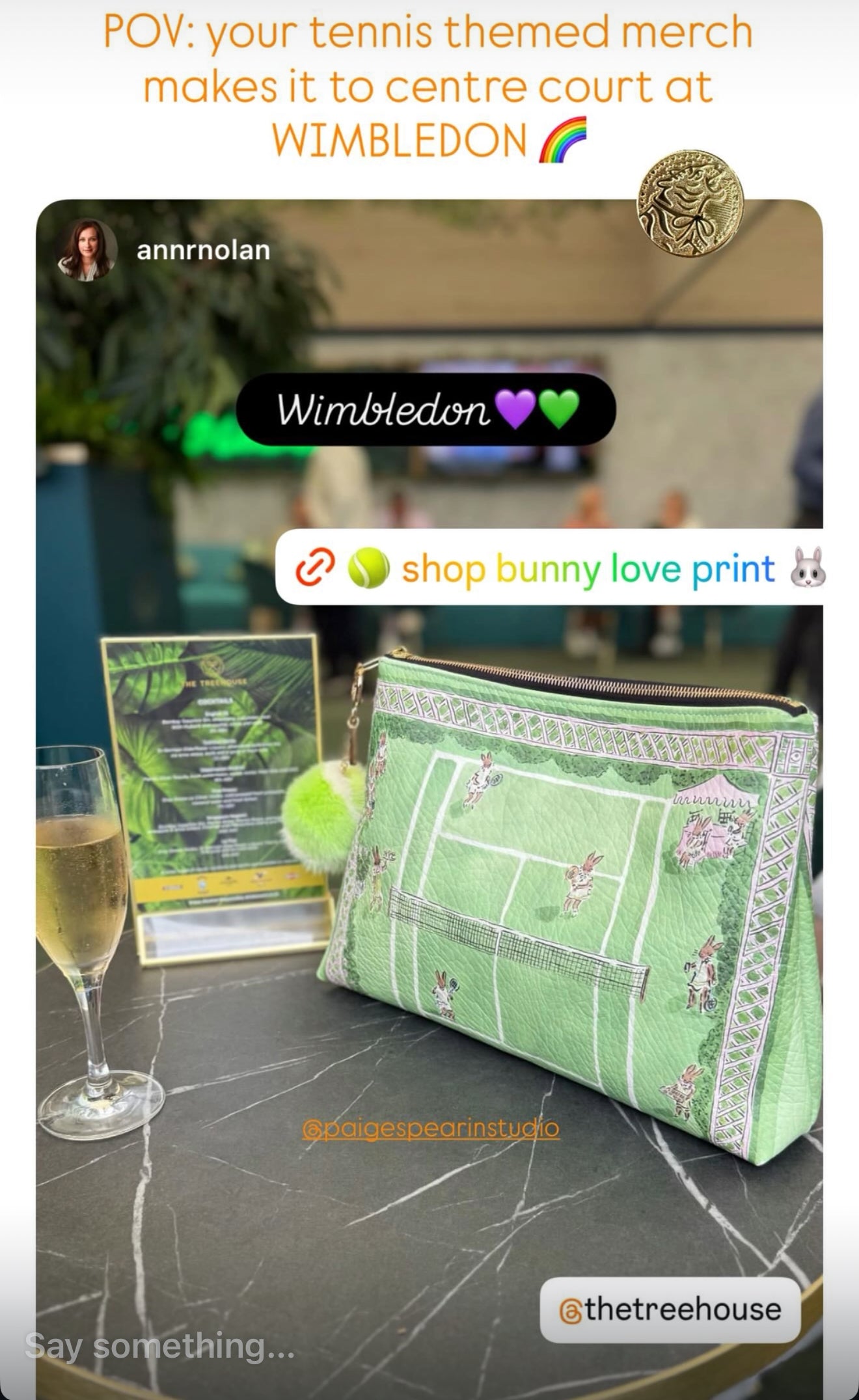 Paige Spearin Roomy Leather Clutch/ Mahjong Tile Bag, "Bunny Love"