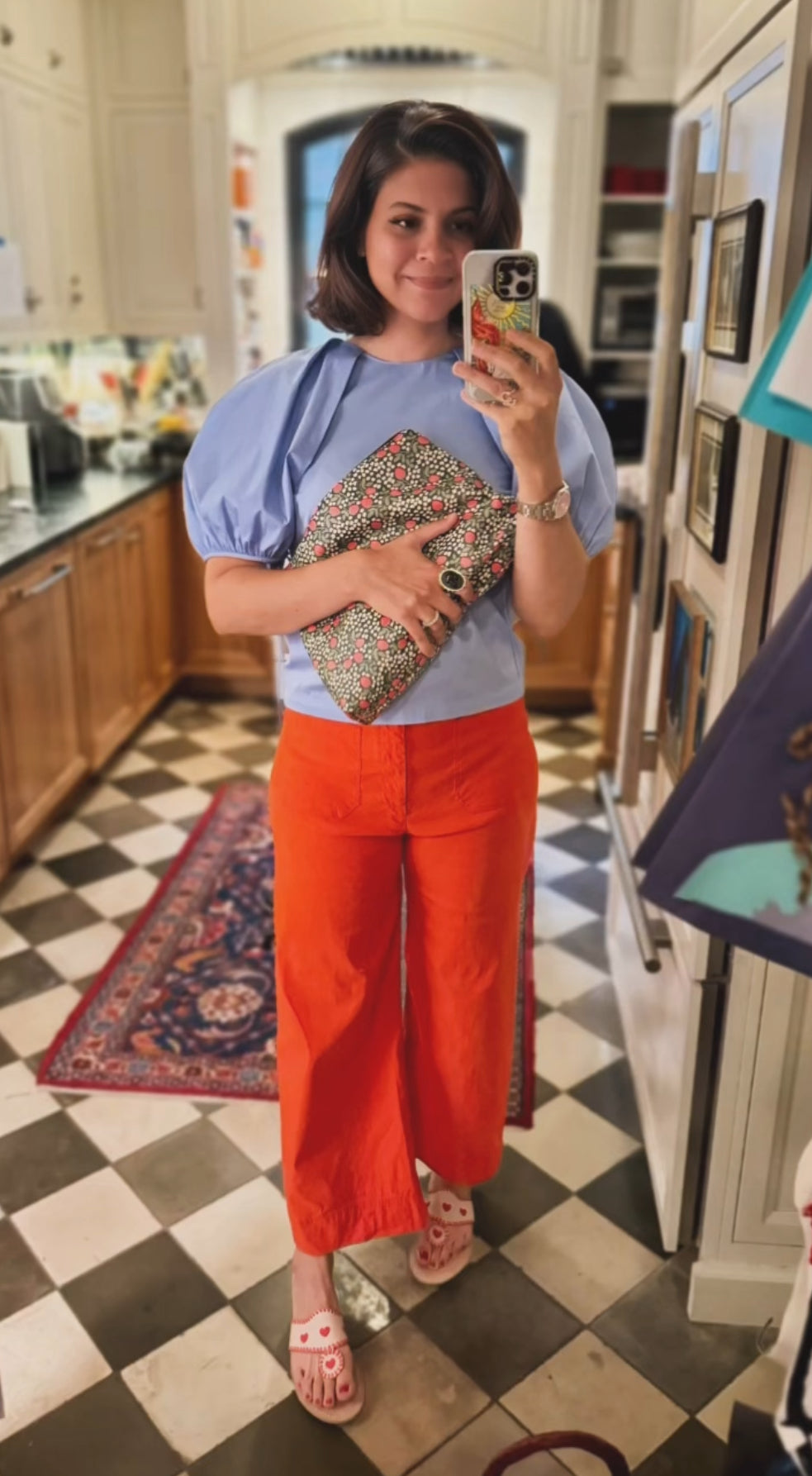 Roomy Leather Clutch, GARDEN PARTY