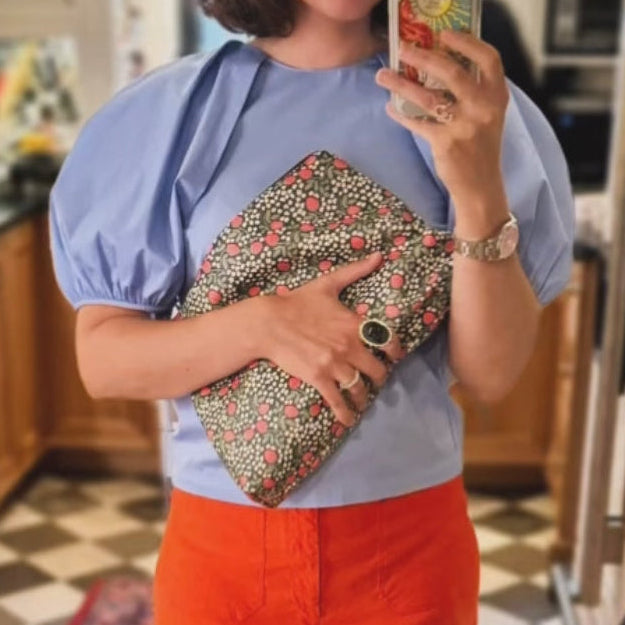 Roomy Leather Mahjong Pouch, MAHJ STRAWBERRY