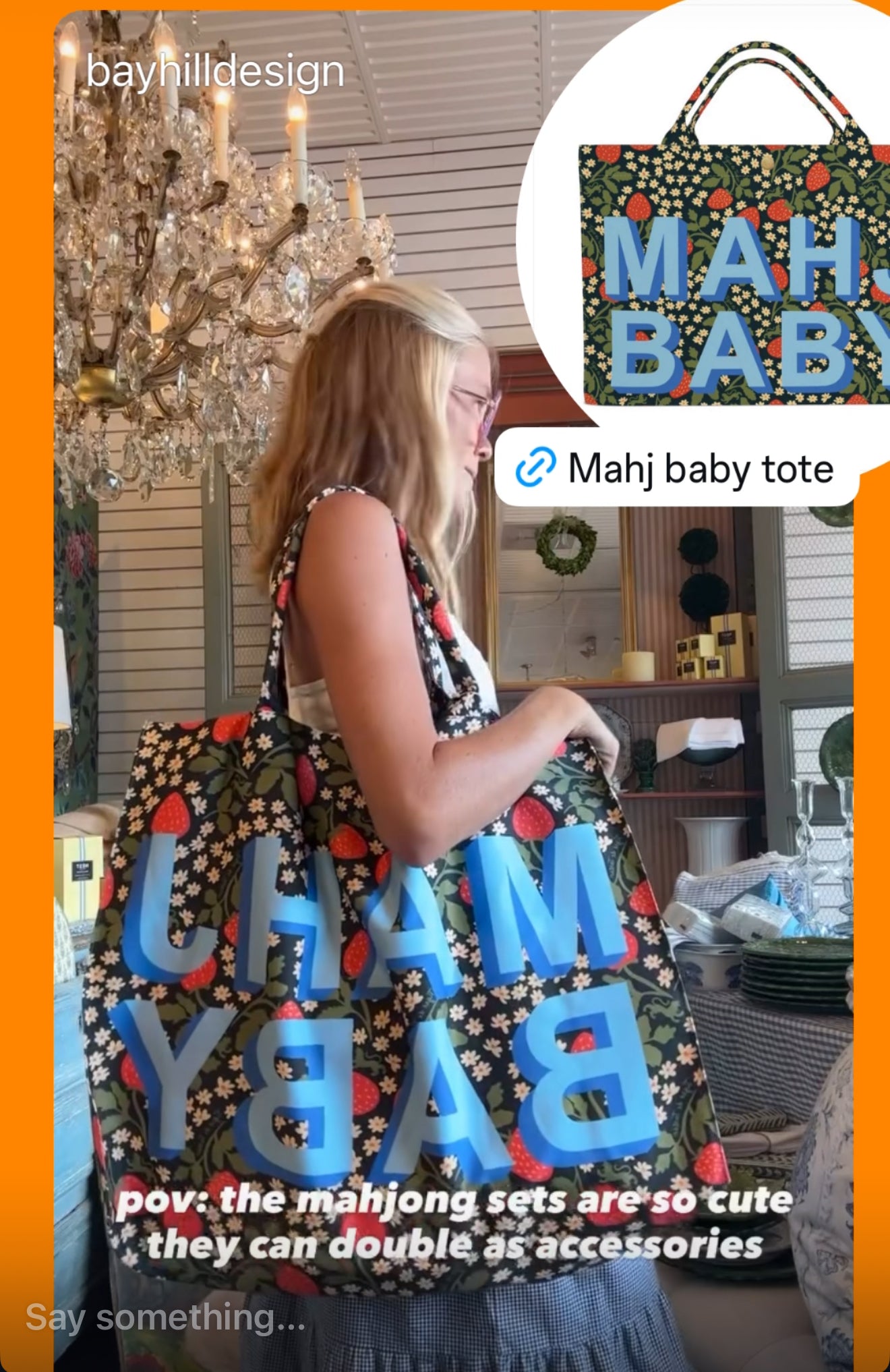 Jumbo Slouchy Denim Tote, MAHJ BABY STRAWBERRY