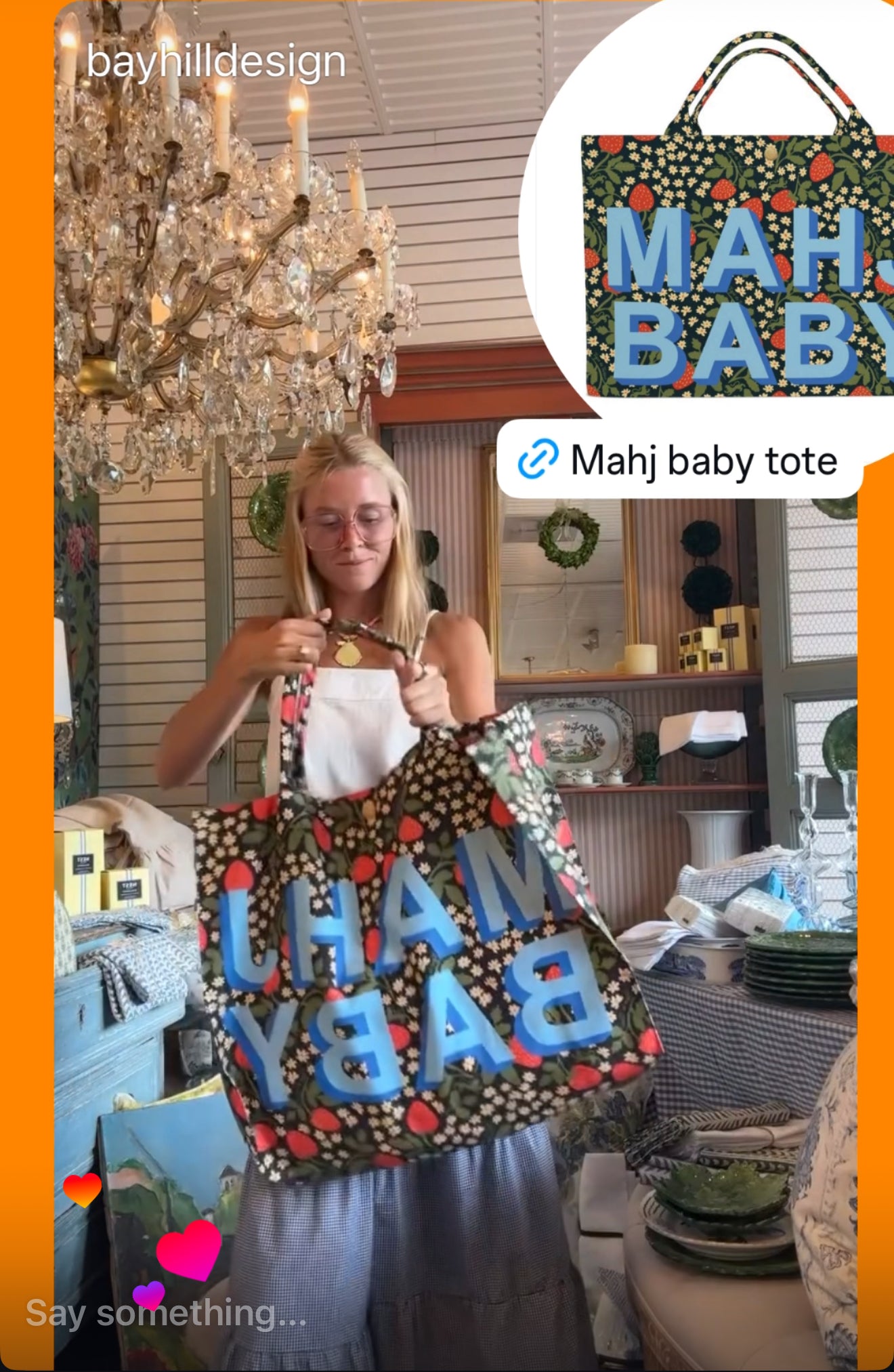 Jumbo Slouchy Denim Tote, MAHJ BABY CLOVER