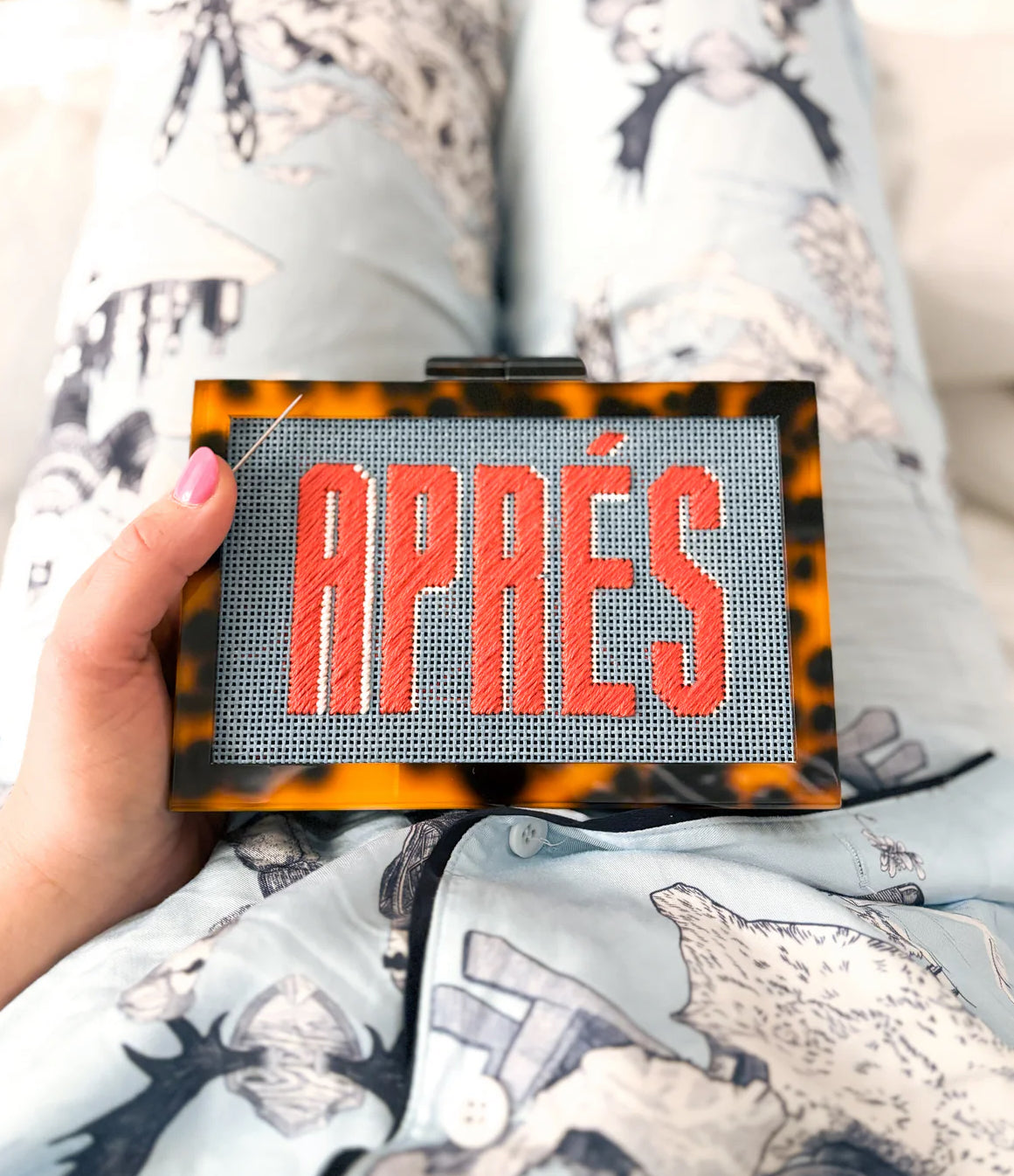 Self-Finishing Acrylic Clutch with Built-In Needlepoint Canvas- VARIOUS COLORS