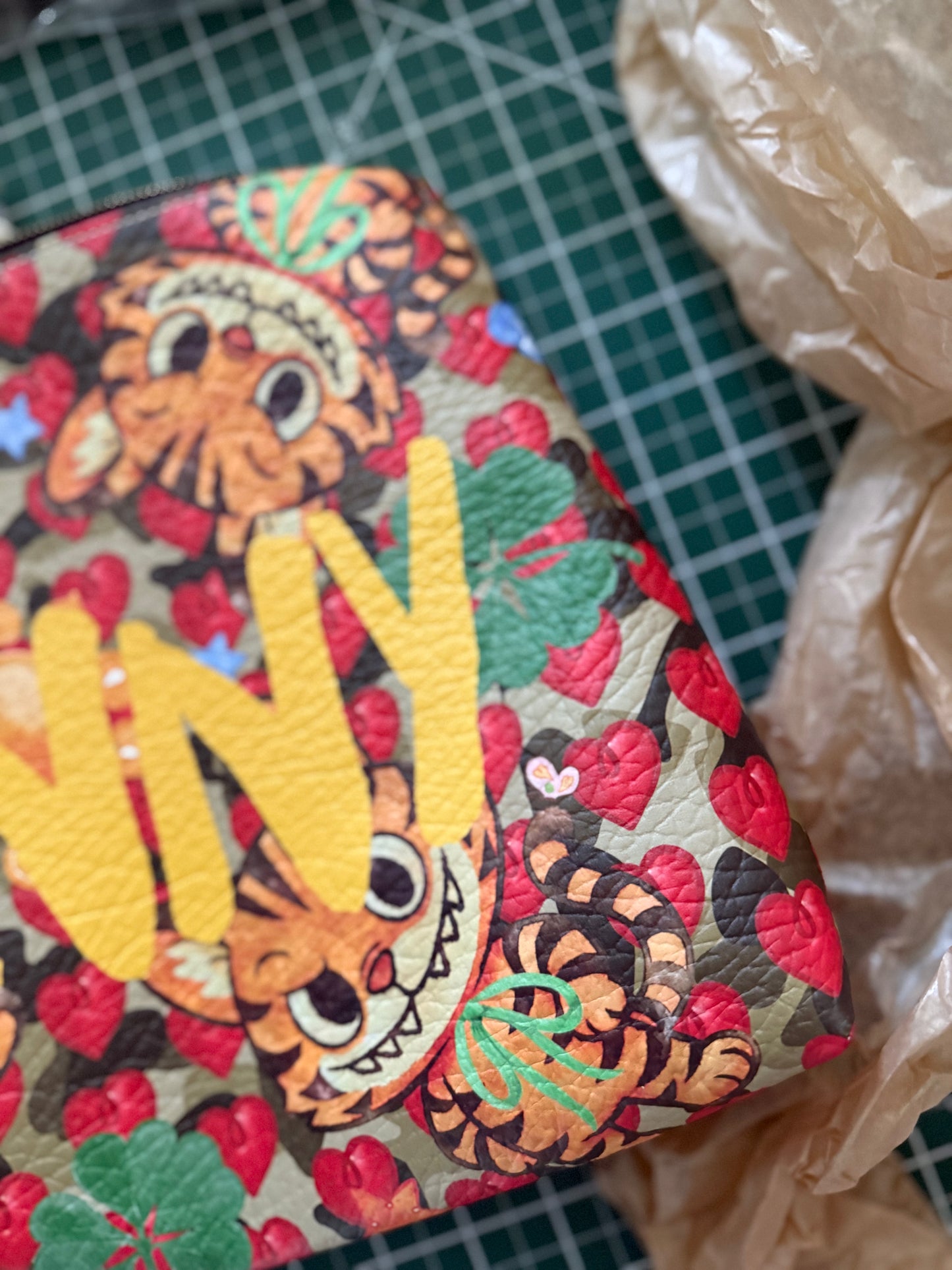 Roomy Leather Clutch- COLLECTOR'S ITEM w/grafitti monogram