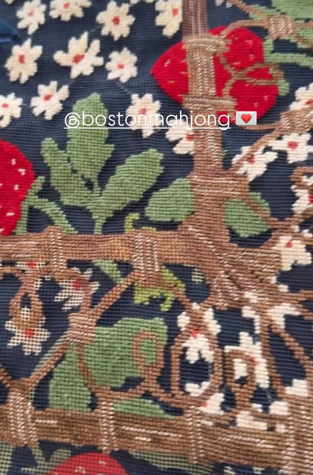 “Strawberries” Mahjong Mat Printed Needlepoint Canvas