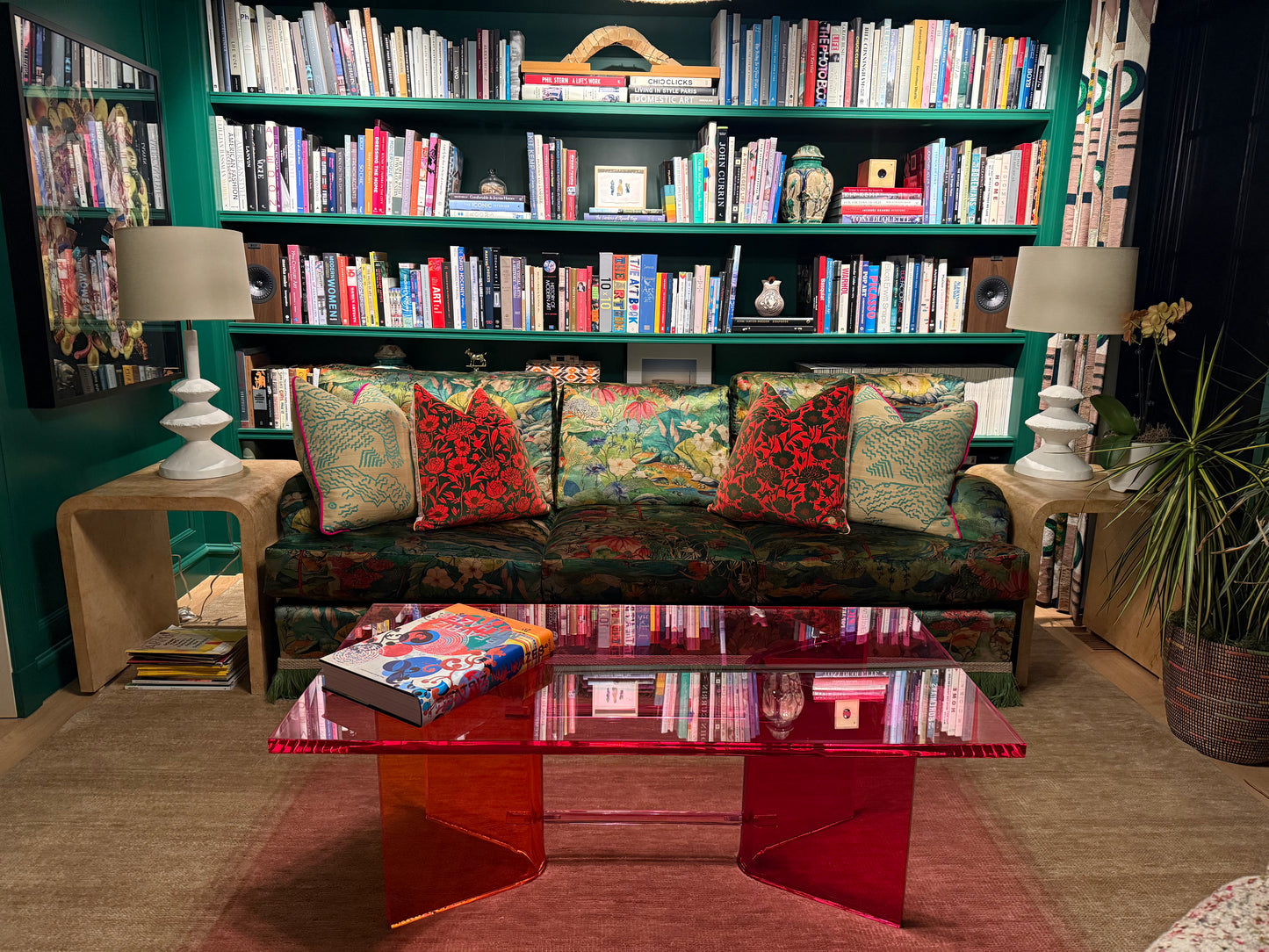 Velvet Pillow with Italian Peony Print