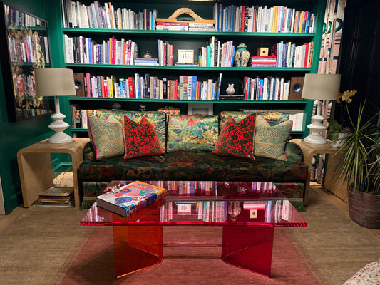 Velvet Pillow with Italian Peony Print