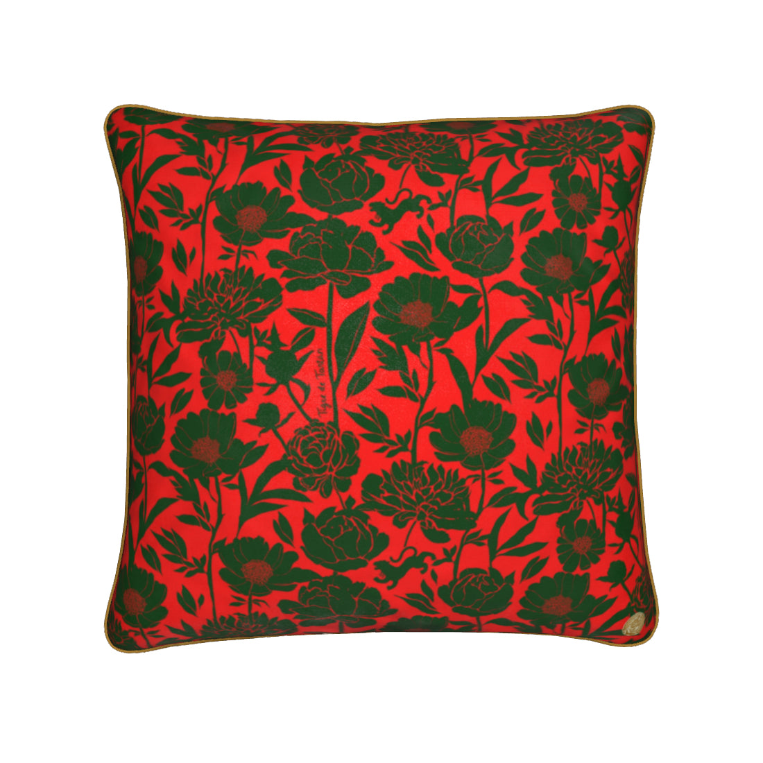 Velvet Pillow with Italian Peony Print