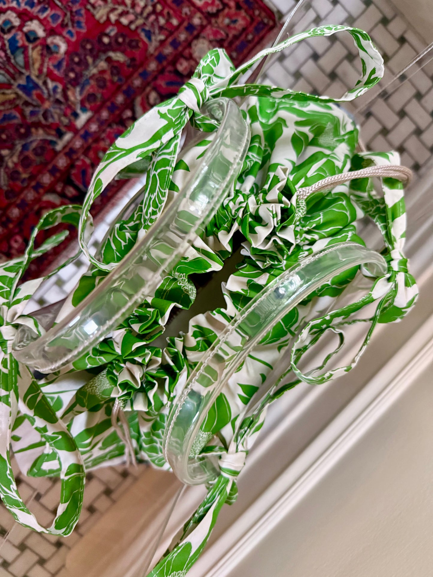 Tie-On Insert, JADE PEONIES