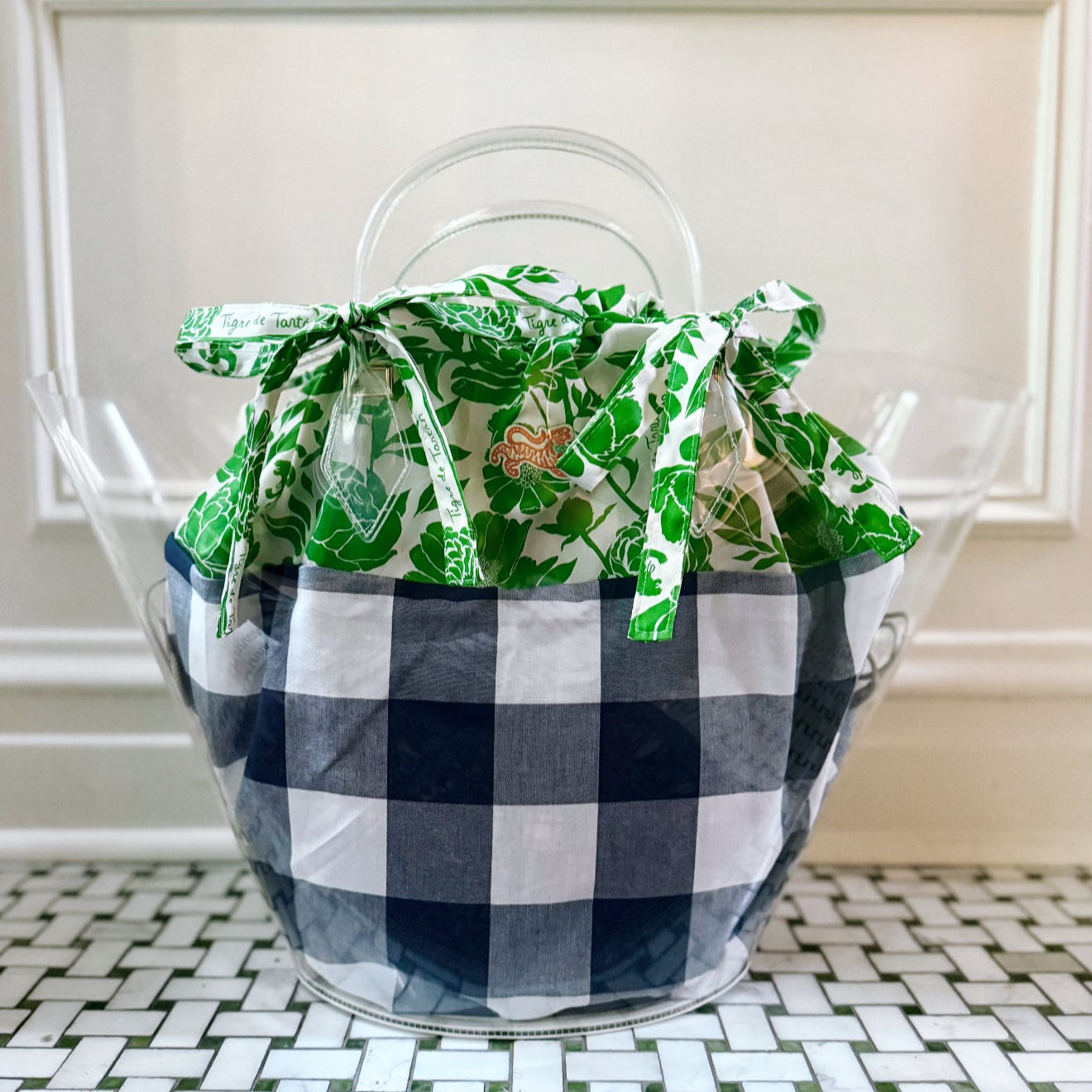 Tie-On Insert, JADE PEONIES