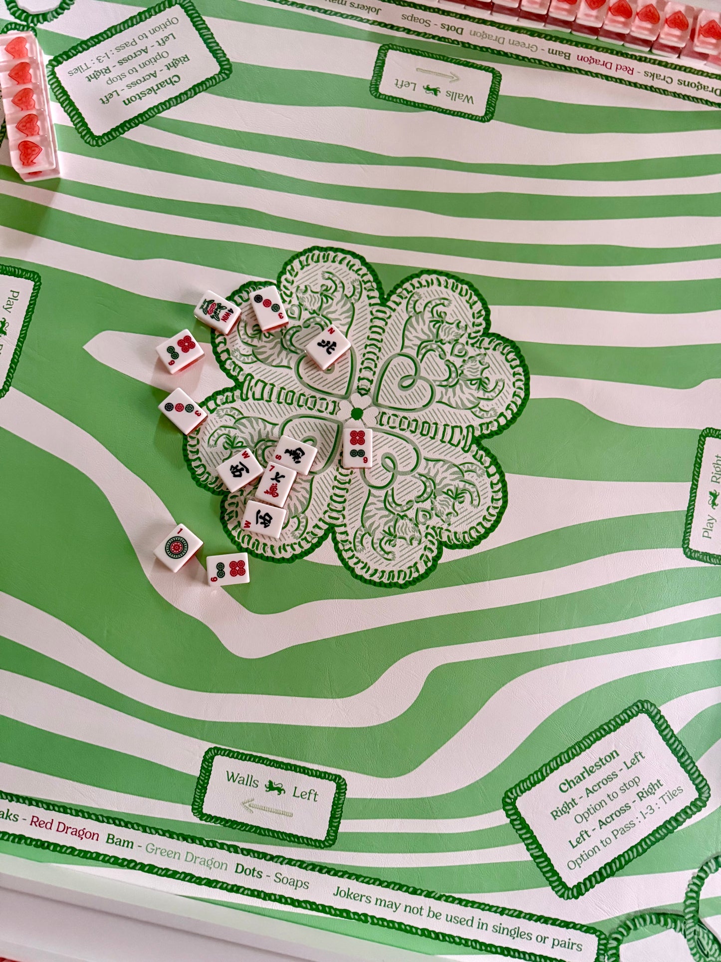 Mahjong Gaming Mat, FAUX BOIS ***RULES EDITION