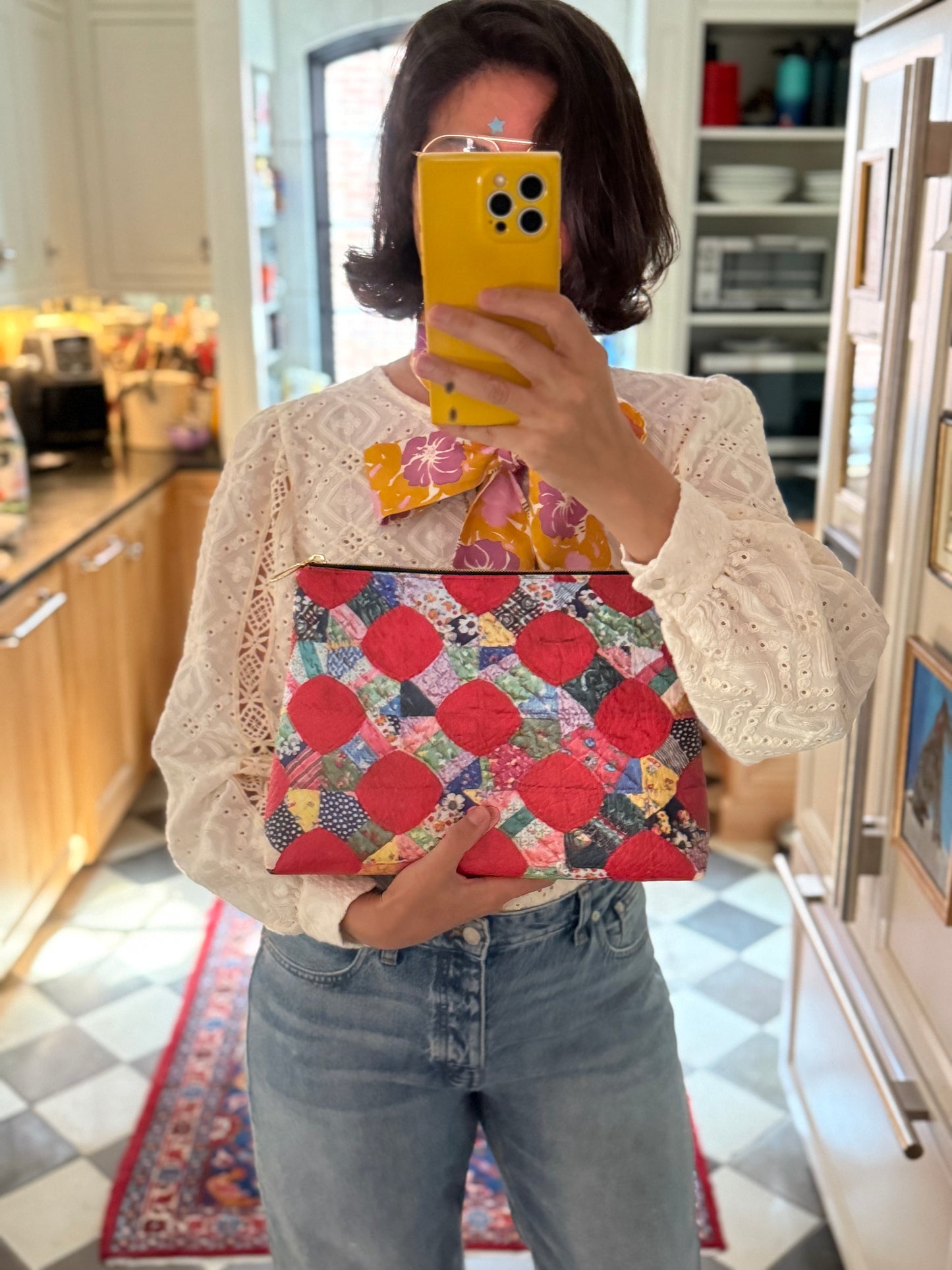 Roomy Leather Clutch – Macintosh (Snowball Quilt) Tigre de Tartán x Thrills of the Hunt