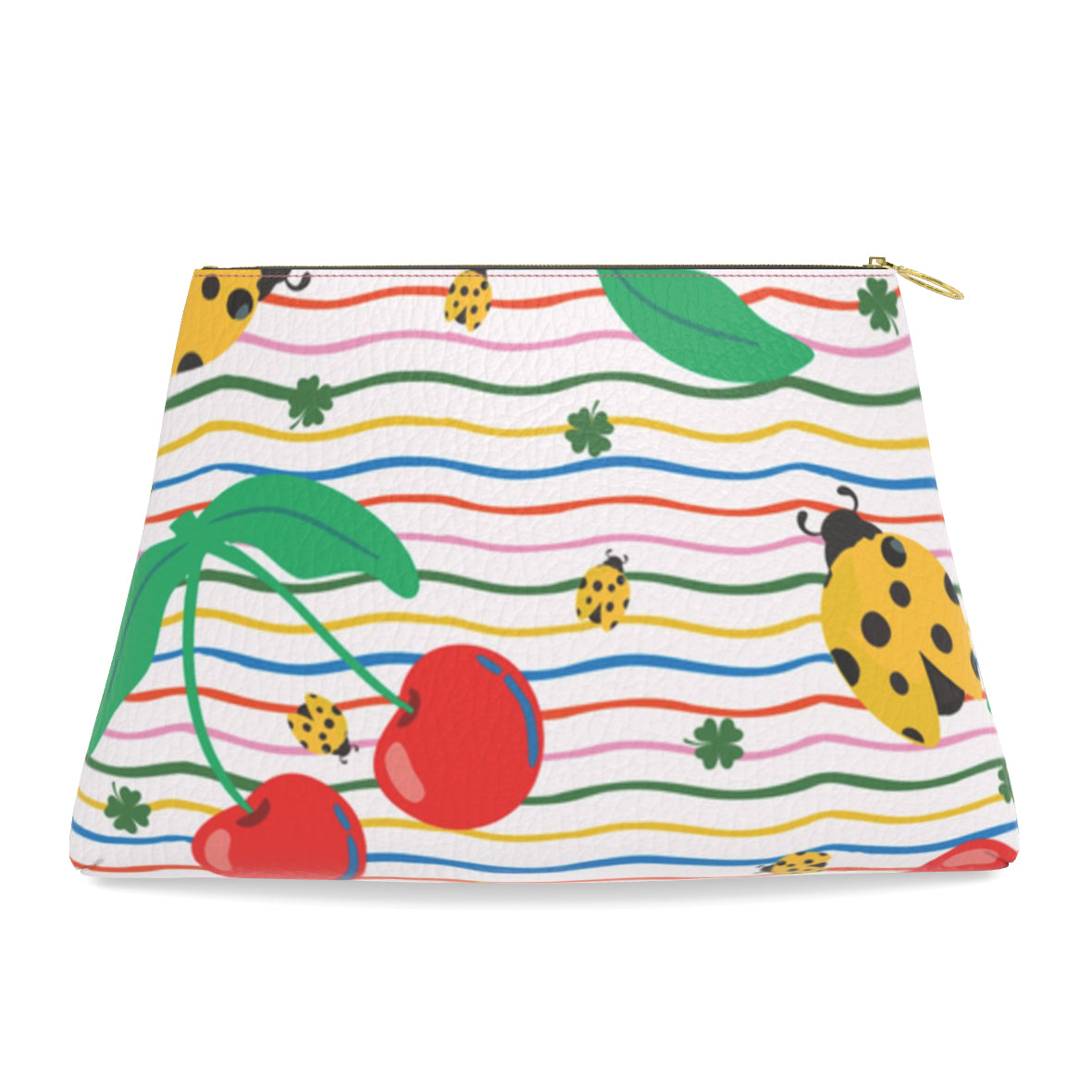 Roomy Leather Tile Bag / Clutch- LUCKY CHERRY by Fait à Main