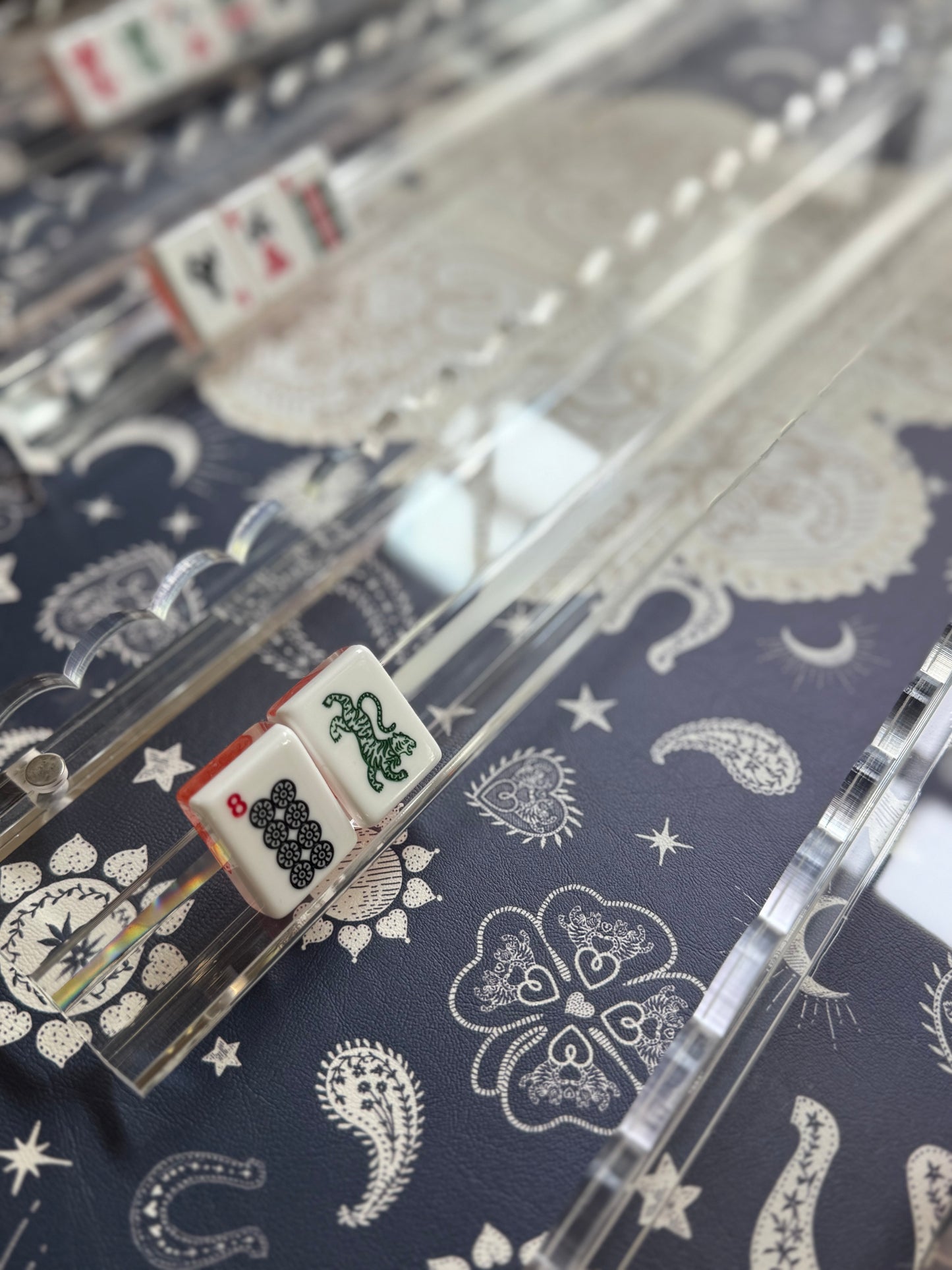 Scalloped Acrylic Mahjong Racks with Magnetic Pushers, SET of 4, With Dust Bag, ships NOW