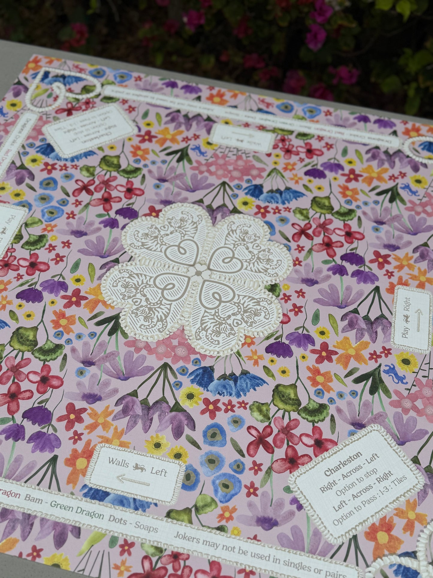 Mahjong Gaming Mat, GARDEN PARTY ** RULES EDITION