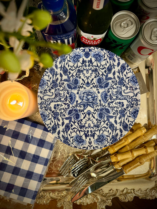 8" Melamine Convenience Plates, SET OF 8, CHINOISERIE BLEU